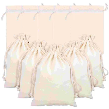 10 шт. хлопчатобумажных тканевых сумок с завязками, многоразовая муслиновая сумка, переносные сумки для хранения