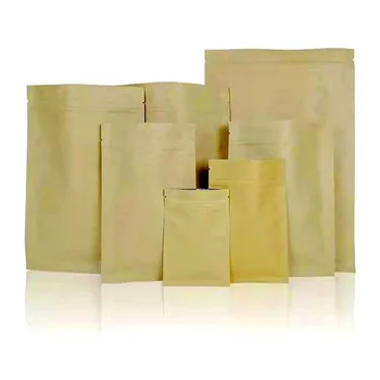 100 шт., коричневая крафт-бумага, алюминиевая фольга, повторно закрываемая упаковка, пакет для конфет, сушеные цветы, Майларовая термозакрепляющая упаковка, сумка для хранения