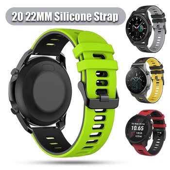 20-22 мм Силиконовый ремешок Для Samsung Galaxy Watch4 40/44 мм/HUAWEI GT2 Pro Спортивные часы Браслет Amazfit GTR 42 мм/47 мм Ремешок Correa