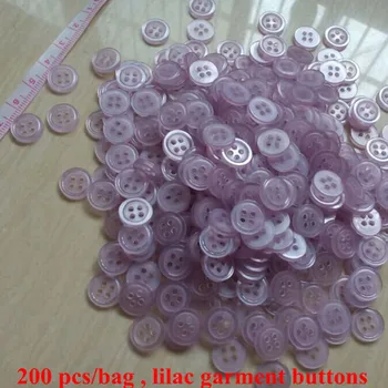200 шт., круглая пуговица для одежды, 4 отверстия, 11 мм, фиолетовые пуговицы для одежды
