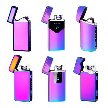 2020 Ледяной Цвет USB Электрическая Зажигалка Ветрозащитная Плазменная Двухдуговая Электрическая Зажигалка S Touch Fire Smoker Гаджет Подарок