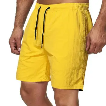 2021 Мужские Пляжные шорты Fifth, быстросохнущие, однотонные, хлопковые, удобные для кожи, Стильные, с карманами на шнурках, Пляжные Шорты для фитнеса