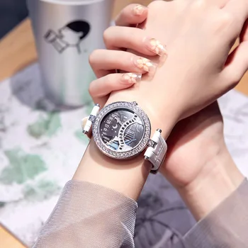 2022 Новые женские часы, Кожаные часы, Роскошный Темперамент, Инкрустированный бриллиантами Подарок для влюбленных, Часы для свиданий на День Святого Валентина, Красивые