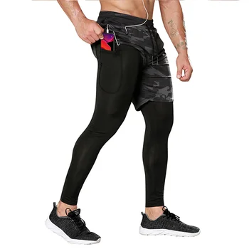 2022 Новые Мужские Шорты для бега, Мужские Спортивные брюки 2 в 1, Мужские двухслойные Быстросохнущие Спортивные мужские шорты для бега, Спортивные штаны для мужчин