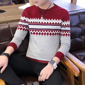 2022 Осенне-зимний новый свитер, мужской тонкий пуловер, свитер, топ контрастного цвета в британском стиле, свитер