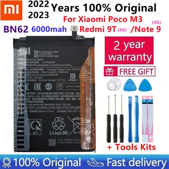 2023 Xiao Mi Оригинальный Аккумулятор для телефона 6000 мАч BN62 Для Xiaomi Redmi Note9 4G, Высококачественные Аккумуляторы С Инструментами + номер отслеживания