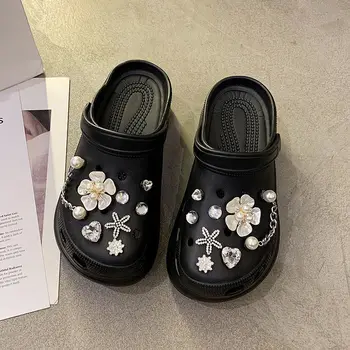 2023 г. Новая модная уличная обувь, женские тапочки для дома, качественные роскошные летние сандалии на толстой подошве для девочек, Дизайнерские сандалии