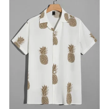 2023 Летняя Новая Мужская рубашка Fruit Hawaiian Shirtd Camicias, Повседневная Универсальная рубашка на одной пуговице с 3D принтом, Топы с короткими рукавами