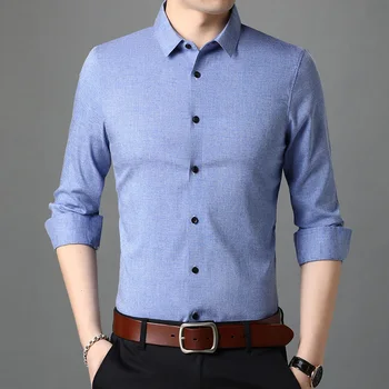 2023 новая весенне-осенняя рубашка, мужская однотонная деловая повседневная рубашка с длинными рукавами, дикая модная одежда 1746