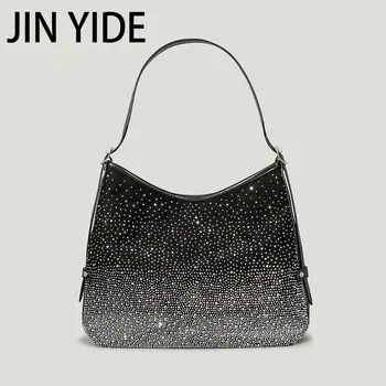 2023 Новая Винтажная сумка-тоут с бриллиантами для женщин, модные сумки, сумки через плечо со стразами, Высококачественные кошельки для покупателей большой емкости