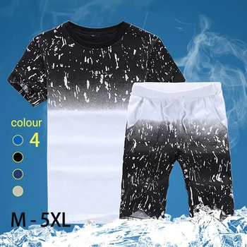 2023 Новая мужская летняя футболка, Шорты, Спортивный костюм из двух предметов, Простой костюм для отдыха M-5XL