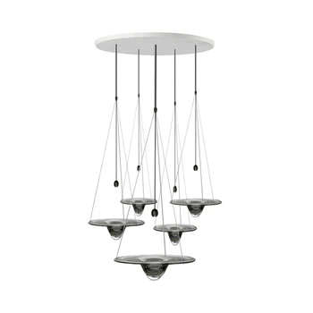 2023 Новый Модный светодиодный дизайн в стиле НЛО, стеклянная Прозрачная Серая Люстра, Подвесной светильник Lampen для столовой