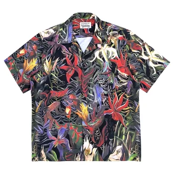 23ssWACKO MARIA Рубашка Мужская и женская Гавайская рубашка с Адским Цветком Лучшего качества, Футболка, Топ