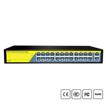24-Портовый Гигабитный Коммутатор POE 1000 Мбит/с, Интеллектуальный Настольный Сетевой адаптер питания через Ethernet InjectorExtend 250 м, 2-Портовый восходящий канал связи, 1 SFP