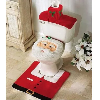 3 предмета, Рождественские принадлежности, Украшение для туалета, Рождественское украшение для туалета и ванной Комнаты, Мультяшный чехол для унитаза, Аксессуары для ванной комнаты