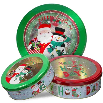 3 шт. Формочки для Рождественского печенья с Большими Крышками Винтажные контейнеры из жести Для подарков