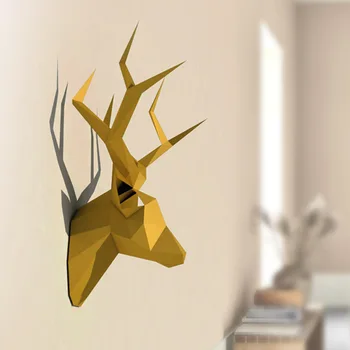 3D Предварительно вырезанная Бумажная Груша Голова Оленя Дэвида Домашний Декор Бумажная Модель Животного Настенное Искусство Papercraft