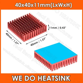 40x40x11 мм, красный радиатор, алюминиевое охлаждающее ребро, Радиатор, Радиаторы с теплопроводящими клейкими лентами для охлаждения