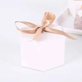 50 шт. Пустая Коробка конфет из крафт-бумаги с шестигранным картоном, Подарочные коробки для печенья 