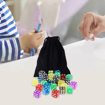 60шт D6 6-сторонний набор кубиков с бархатным чехлом для RPG-вечеринок, игрушек, настольных игр по математике, 16 мм Прозрачных Акриловых кубиков