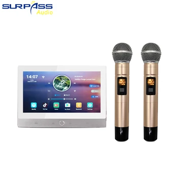 7-дюймовый сенсорный экран, система Android 8.1, Wi-Fi Bluetooth, Караоке-усилитель, Настенная музыкальная панель Голосового управления с беспроводным микрофоном