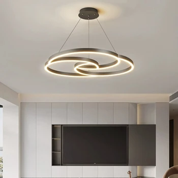 AiPaiTe итальянская минималистичная люстра для гостиной, черная высококачественная светодиодная круглая люстра для зала, гостиной, спальни.