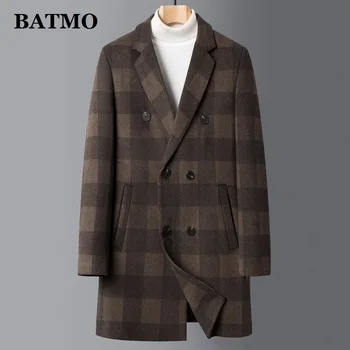 BATMO 2022, новое поступление, осенне-зимний шерстяной повседневный тренч в клетку, мужские шерстяные куртки, размер M-4XL 2852