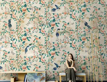 beibehang Пользовательские обои фреска американский ретро фон с цветами и птицами настенная бумага parede papel pintado de pared