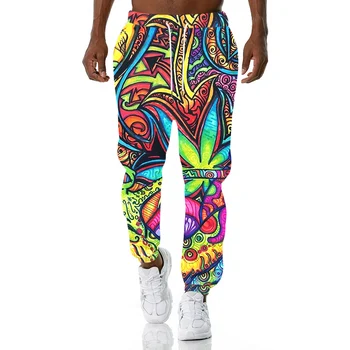 CJLM/ Новые Психоделические спортивные штаны с цветным принтом Листьев, мужские 3D брюки в стиле Харадзюку, модные брюки в стиле хип-хоп, Прямые продажи, 5XL