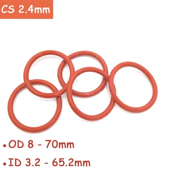 CS 2,4 мм Пищевое Силиконовое Красное уплотнительное кольцо OD 8-70 мм VMQ Уплотнительное кольцо ID прокладки 3,2 - 65,2 мм Водонепроницаемое и термостойкое
