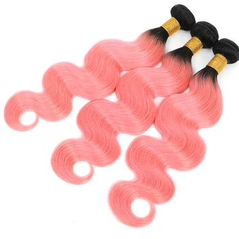 Dejavu Hair T1B/Розовые пучки человеческих Волос, Разноцветные Объемные волнистые пучки, 1/3/4 шт.