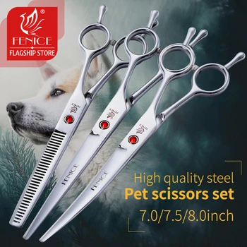 Fenice Professional 7.0/7.5/8.0 набор Дюймовых Ножниц для ухода за собакой, Прямые Изогнутые Филировочные Ножницы, Набор для ухода за домашними животными