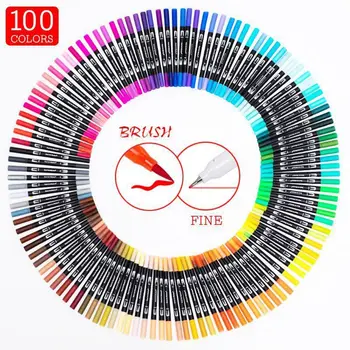 G5AA, маркерные ручки с двумя наконечниками, 100 цветов, кисточка для скрапбукинга, раскрашивающая открытки