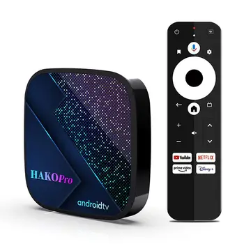 HAKO Pro Android TV Box Двухрежимный Wifi bluetooth V5.0 4 + 32G Amlogic S905Y4 Smart TV Caixa Android 11 Сертификация Google
