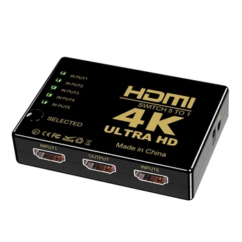 HOJIWI 5 В 1 Выход HDMI Переключатель 3D 1080p 4k Селекторный Разветвитель Концентратор с ИК-Пультом Дистанционного Управления для HDTV DVD BOX HDMI Switcher AC10