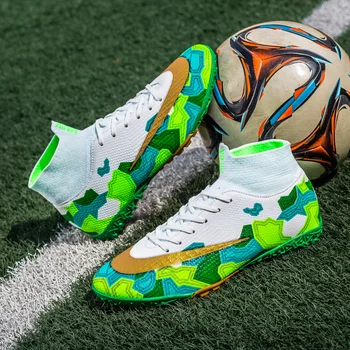 JIEMIAO/ качественные мужские футбольные бутсы, уличная детская спортивная обувь для занятий футболом, нескользящие футбольные кроссовки с высоким берцем