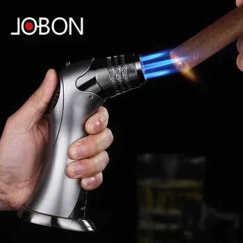 JOBON Ветрозащитная Бутановая Газовая Зажигалка Metal Turbo 5 Flame Torch Струйный Воспламенитель Настольный Пистолет-распылитель для барбекю Прямая Заподлицо Зажигалка для сигар