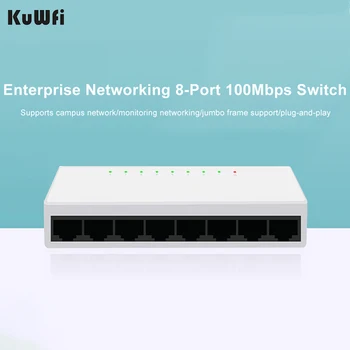 KuWFi 8 Портов Ethernet-Коммутатор 10/100/Мбит/с Настольный Сетевой коммутатор RJ45 Адаптер Fast Ethernet С пропускной Способностью 1,6 G Auto MDI/MDIX