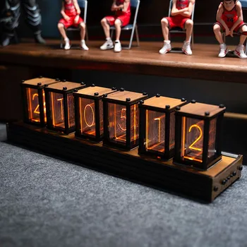 Nixie Glow Tube Clock Деревянные Настольные часы DIY Креативные Электронные Настольные часы RGB Бесшумные Цифровые часы Украшение Подарок