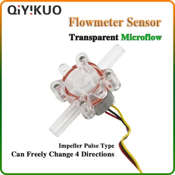 Qiyikuo 1/4 DN8 Прозрачный Дозатор чистой воды Холлового Типа, Расходомер с 2 кранами, Высокоточный Импульсный Расходомер с крыльчаткой
