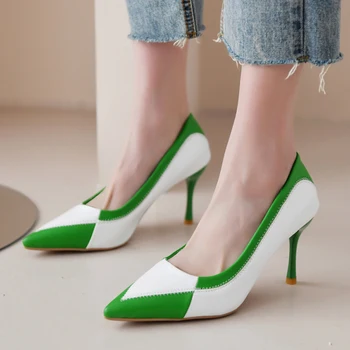 Rimocy/ Дизайнерские туфли-лодочки смешанных цветов для женщин; Коллекция 2022 года; Пикантные Вечерние Туфли на высоком каблуке-шпильке; Женские Элегантные Туфли-лодочки с острым носком на мелкой подошве