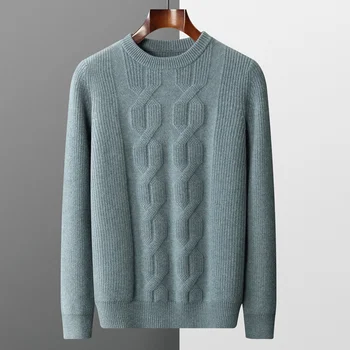 S-XXXL100% шерстяной кашемировый свитер для тепла и комфорта, мужской вязаный пуловер с длинными рукавами и круглым вырезом, мужской шерстяной свитер Hot selli