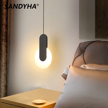 SANDYHA Nordic Classic Прикроватная светодиодная подвесная лампа Дизайнерский черный стол для Спальни Гостиная Подвесное украшение Дома Внутреннее освещение