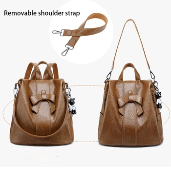 SYZM Высококачественный рюкзак из натуральной кожи, противоугонная сумка на плечо, Женский деловой рюкзак, Элегантная женская кожаная сумка с бантом