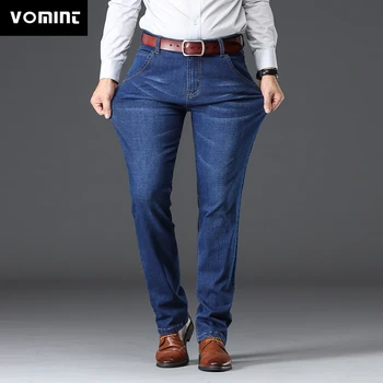 Vomint, Мужские джинсы, Деловые Обычные Прямые Джинсовые Брюки Полной длины, Повседневные Джинсовые брюки из эластичной эластичной ткани