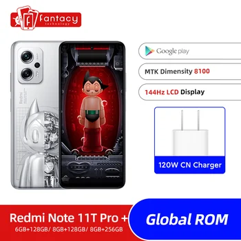 Xiaomi Redmi Note 11T Pro + Plus Глобальная встроенная память 128 ГБ/256 ГБ Яркость 8100 144 Гц 64-мегапиксельная Камера 5080 мАч Аккумулятор 67 Вт Быстрая Зарядка 5G