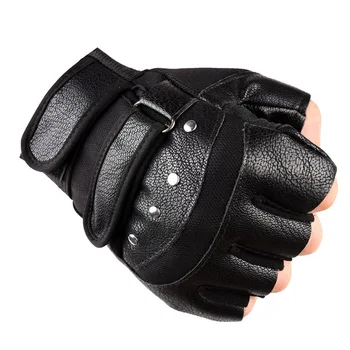 YeddaMavis/ Черные Новые перчатки без пальцев из искусственной кожи с заклепками, мужские Женские модные спортивные перчатки в стиле хип-хоп, мужские перчатки на полпальца