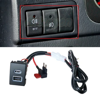 Автомобильное Быстрое зарядное устройство TYPE-C PD QC3.0 с интерфейсом USB, Двойной разъем с проводом для зарядного устройства для телефона для Suzuki Jimny 2007-2015