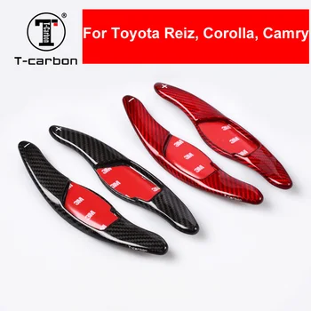 Автомобильный Стайлинг Из Настоящего Углеродного волокна Черный/Красный Центральный Удлинитель Рычага переключения передач Рулевого колеса для Toyota Reiz Corolla Camry 2 шт.