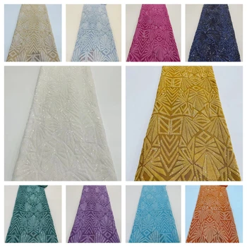 Африканская кружевная ткань С вышивкой пайетками Французская кружевная ткань Высококачественная нигерийская сетка Тюль Кружевной материал для свадьбы